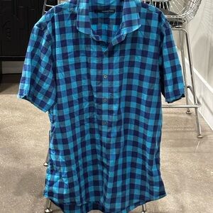 Zachary Prell Men's Turquoise and Navy Checkered Shirt